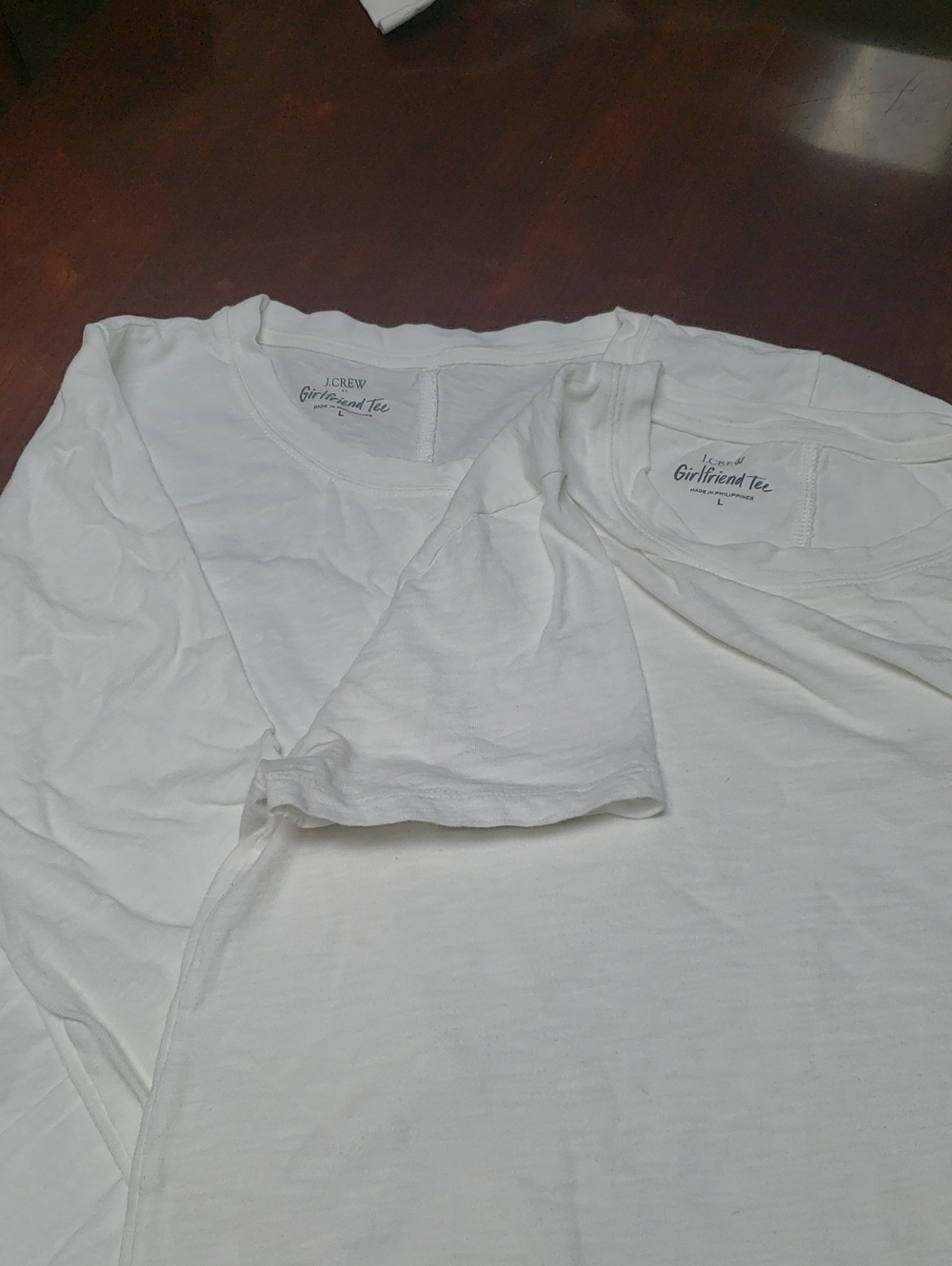J. Crew White Girlfriend Tee Pair - Crewneck 1 Long Sleeve 1 Short Sleeve